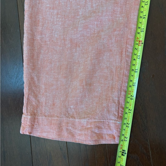 Chico's orange pink cropped linen blend pants pull up waist size 1 - Picture 4 of 9